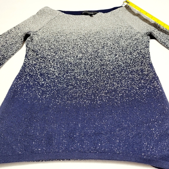WHBM Silver & Navy Blue Ombre Long Sleeve Sweater (XXS) - Picture 8 of 10